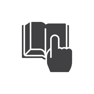 Hand with book vector icon