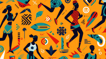 Sports Lover seamless pattern with yellow color