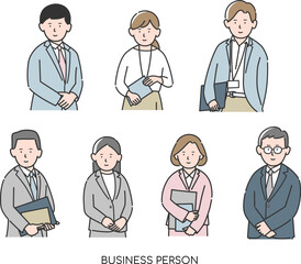 会社で働くビジネスパーソンの上半身イラスト