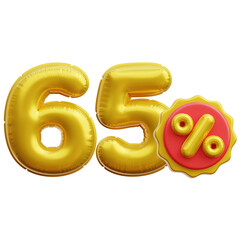 65 percent Balloon 3D Icon Illustrations