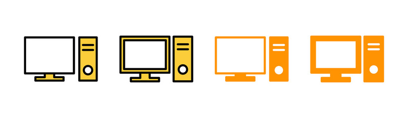 Computer icon set for web and mobile app. computer monitor sign and symbol