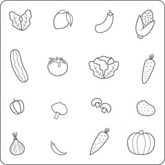 Vagetable coloring page for children and adults. Hand drawing vector illustration in black outline on a white background.
