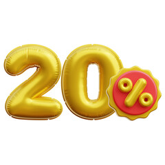 20 percent Balloon 3D Icon Illustrations