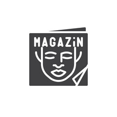 Magazine with woman portrait vector icon