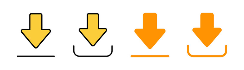 Download icon set for web and mobile app. Download sign and symbol