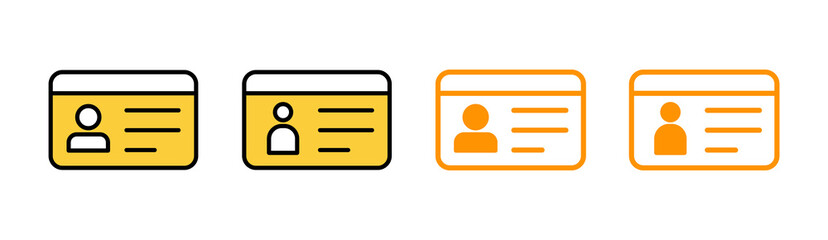 License icon set for web and mobile app. ID card icon. driver license, staff identification card