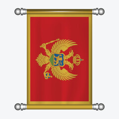 Realistic hanging flag of MONTENEGRO pennant