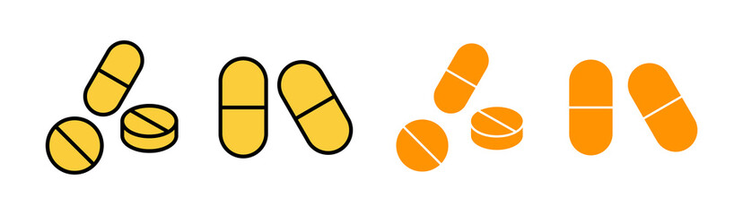 Pills icon set for web and mobile app. capsule icon. Drug sign and symbol