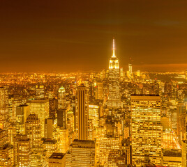 Fototapeta premium View of New York Manhattan during sunset hours