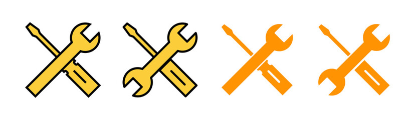 Repair tools icon set for web and mobile app. tool sign and symbol. setting icon. Wrench and screwdriver. Service