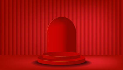 Vector red booth background, suitable for sales activities and product display