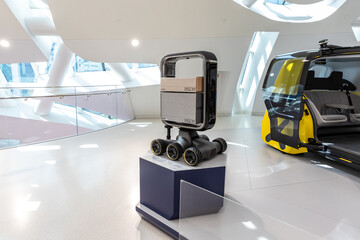 The self propelled Micro Palette of Toyota on exposition in the Museum of The Future in Dubai city,...