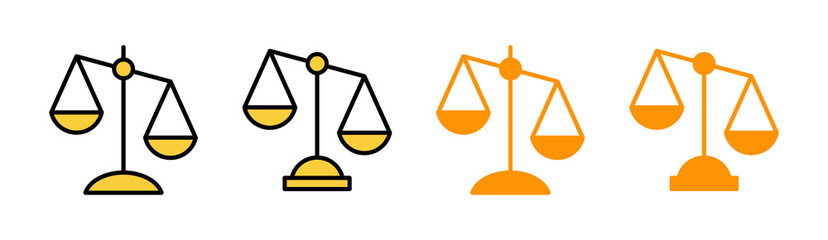 Scales icon set for web and mobile app. Law scale icon. Justice sign and symbol