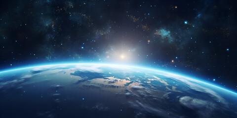 Space background with fictional planets, Fictional Planetary Odyssey: Cosmic Space Background"