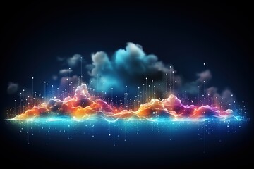 Obraz premium Abstract Background Technology, cloud networking, generative ai.