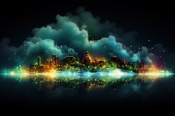 Fototapeta premium Abstract Background Technology, cloud networking, generative ai.