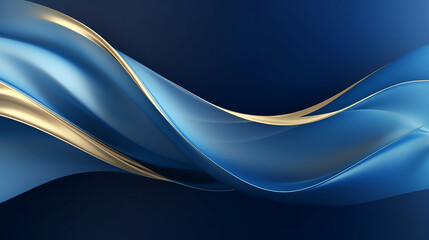 Obraz premium abstract dark blue and gold wave gradient background. Abstract neon blue and gold wave background design. Generative ai.