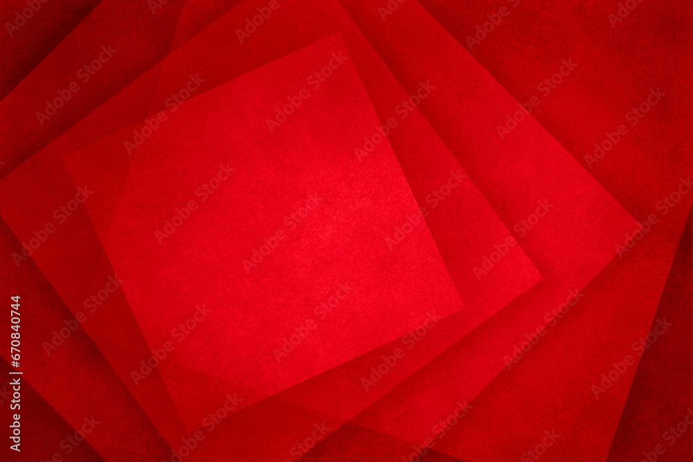 Wall mural red abstract background with geometric square shapes in transparent texture layers, modern business 