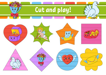 Matching game. Draw a line. Education developing worksheet. Activity page with color pictures. Riddle for children. Cute character. Cartoon style. Vector illustration.