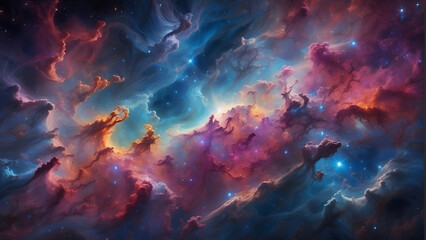 Fototapeta na wymiar Explore Colorful Space Galaxy Nebulas