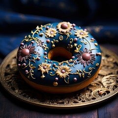 beautifully decorated donut - closeup
