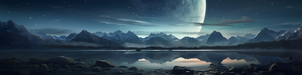 Meteor lake landscape illustration background - obrazy, fototapety, plakaty