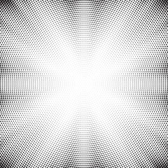 Halftone gradient sun rays pattern. abstract halftone vector dots background. monochrome dots pattern. pop art, comic small dots. star rays halftone poster. shine, explosion. sunrise rays background.	