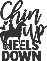 Obraz premium Chin Up Heels Down - Cowgirl Illustration