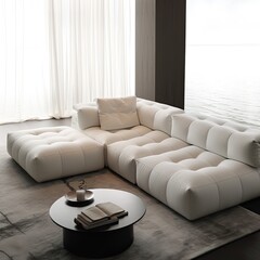 large white sectional sofa in a living room