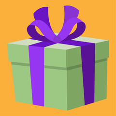 holiday gift green box with ribbon