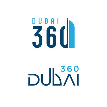 Dubai 360 lettering logo design creative concept idea