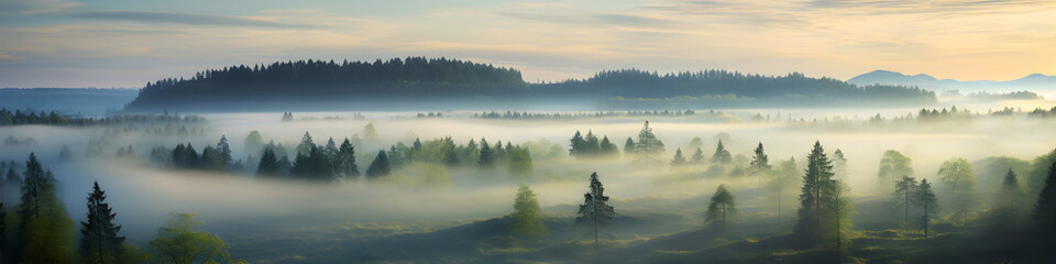 Morning landscape in the forest