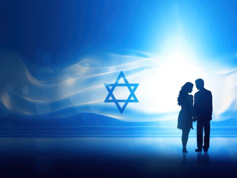 Romantic couple with the Israeli flag as a backdrop