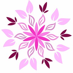 Beautiful pink floral leaves rangoli pattern