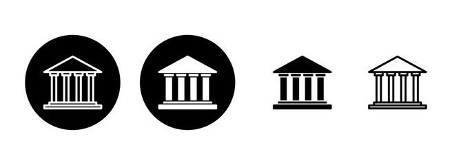 Bank icon set illustration. Bank sign and symbol, museum, university