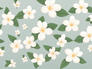 Fototapeta na wymiar Delicate jasmine flowers on a green background