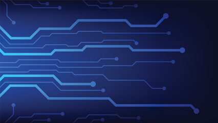 Hi tech digital circuit board. AI pad and electrical lines connected on blue lighting background. futuristic technology design element concept

