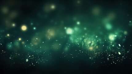 Fototapeta premium Abstract dark green bokeh Christmas background