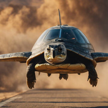 Ai image of turtle flying in the air
