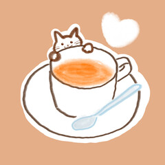 猫とホットティー