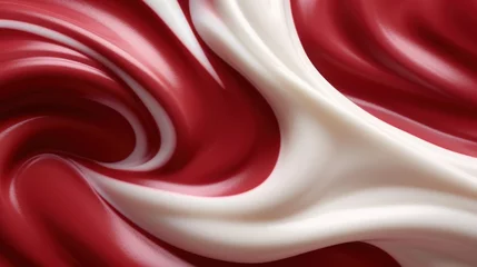 Poster Im Rahmen Dark red and white cream texture with soft waves © tashechka