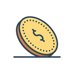 Color illustration icon for coin