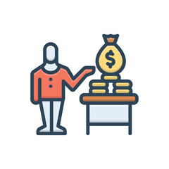 Color illustration icon for creditor