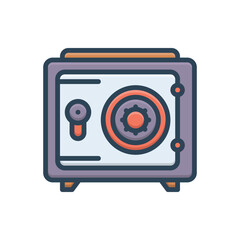 Color illustration icon for safe