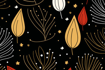 Christmas floral seamless pattern background. Good for fashion fabrics, children&rsquo;s clothing, T-shirts, postcards, email header, wallpaper, banner, posters, events, covers, advertising, and more.