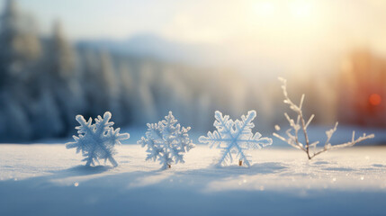 Group of crystal snowflakes