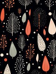 Winter floral silhouette seamless pattern background. Good for fashion fabrics, children&rsquo;s clothing, postcards, email header, wallpaper, banner, posters, events, covers, and more.