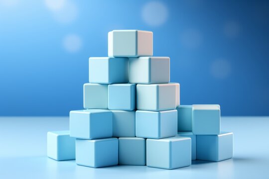 Pastel blue building blocks set, encouraging creativity and imagination in toddlers, Generative AI