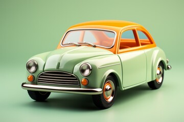 Pastel green toy car, symbolizing fun and adventure in a playful color scheme, Generative AI
