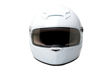 Portrait White Drivers Helmet Isolated on Transparent Background PNG.